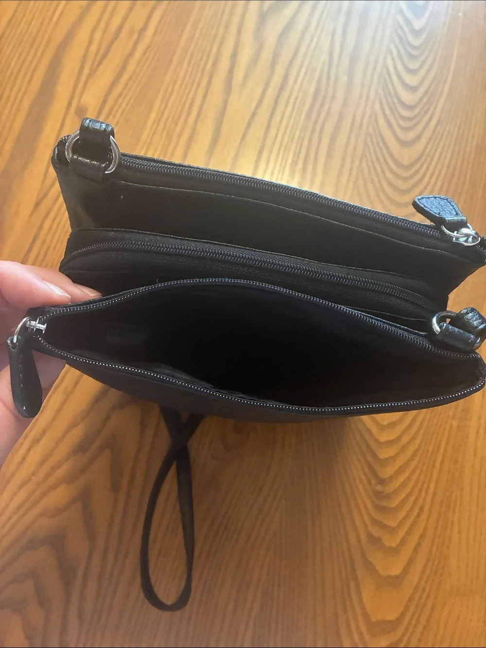 Leather Crossbody Bag for Men - Black